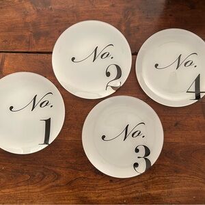 Numbered White Glass Plate Set (10….see pics).